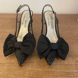 Kate Spade Sling-back Glitter Heels with Bow